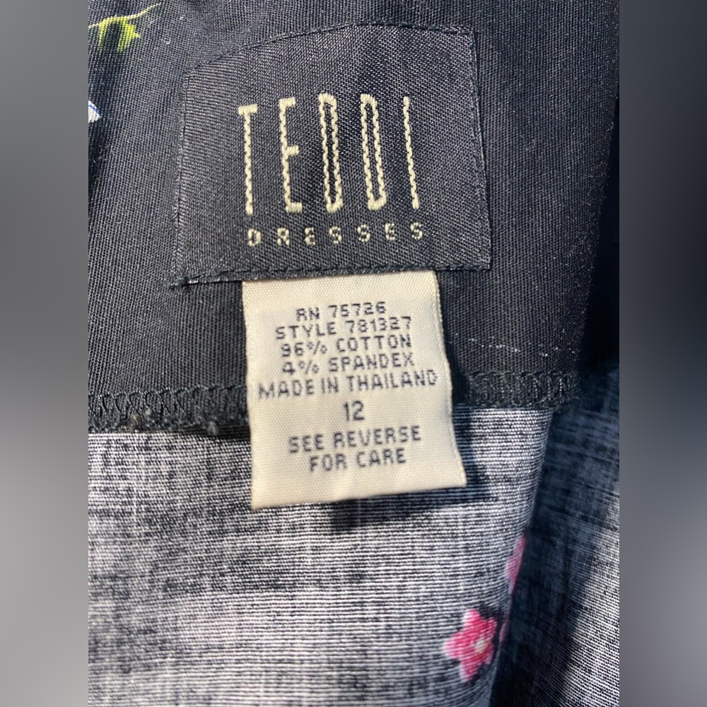 Teddi dress size 12 black with flowers/butterflies - Picture 5 of 5